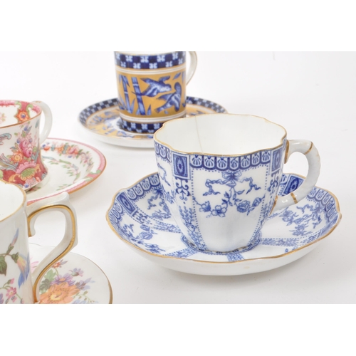 66 - A collection of 19th century and later porcelain china hand painted cabinet teacups and saucers.. To... 