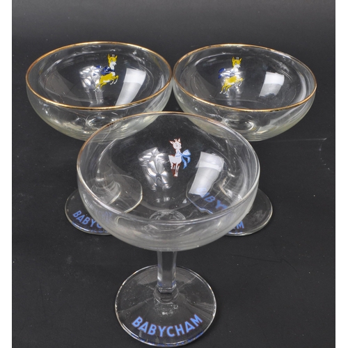 81 - Babycham - A collection of eight mid 20th Century circa 1970s vintage Babycham champagne glasses. Si... 