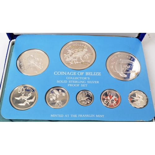 474 - Coinage of Belize - A group of three sets of 20th century 1970s silver proof coins of Belize. Collec... 