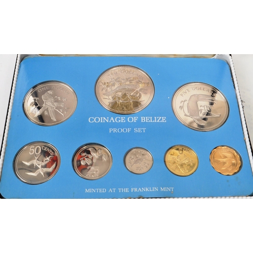 474 - Coinage of Belize - A group of three sets of 20th century 1970s silver proof coins of Belize. Collec... 