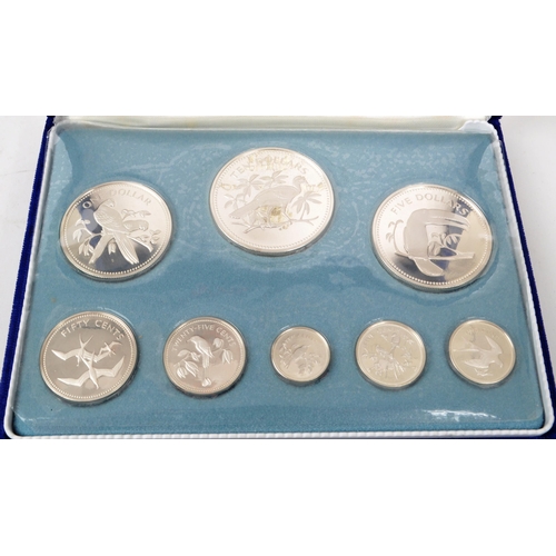 474 - Coinage of Belize - A group of three sets of 20th century 1970s silver proof coins of Belize. Collec... 