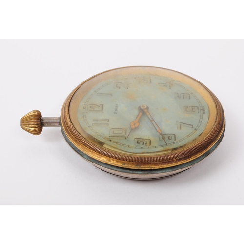 348 - An early 20th century French car clock. The clock having brass case with long adjustment knob. Featu... 