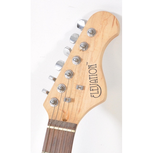 436 - Elevation - A contemporary Elevation black electric stratocaster style guitar. The guitar having a b... 