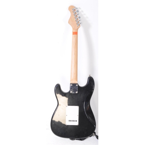 436 - Elevation - A contemporary Elevation black electric stratocaster style guitar. The guitar having a b... 