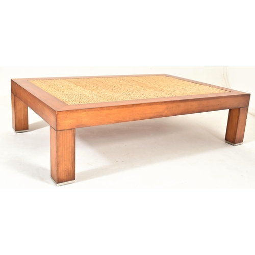 100 - Ralph Lauren - a vintage bespoke made solid teak & hand woven seaweed / seagrass low coffee occa... 