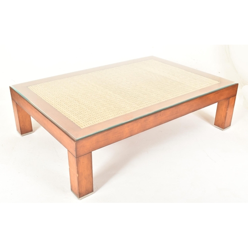 100 - Ralph Lauren - a vintage bespoke made solid teak & hand woven seaweed / seagrass low coffee occa... 