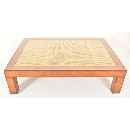 100 - Ralph Lauren - a vintage bespoke made solid teak & hand woven seaweed / seagrass low coffee occa... 