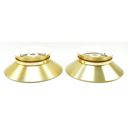 114 - Carl Thore - a pair of mid century Danish designer hanging ceiling lights. Each of UFO form having w... 