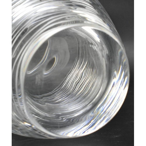 137 - Jasper Conran for Stuart Crystal - a large designer crystal glass vase of ovoid tapering form with l... 