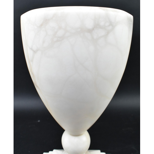 161 - A contemporary American USA alabaster & perspex desk table lamp light. The lamp having a goblet ... 