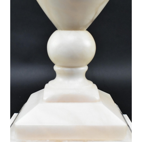 161 - A contemporary American USA alabaster & perspex desk table lamp light. The lamp having a goblet ... 