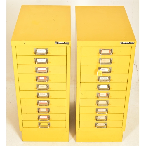 174 - Bisley - a vintage mid century pair of industrial office filing cabinets in mustard yellow. Each cab... 