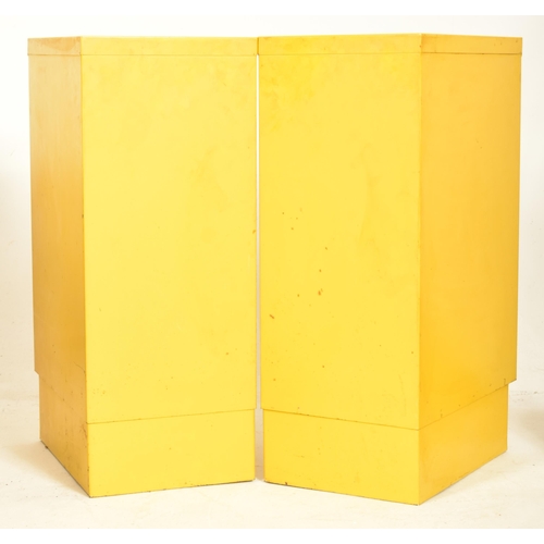 174 - Bisley - a vintage mid century pair of industrial office filing cabinets in mustard yellow. Each cab... 