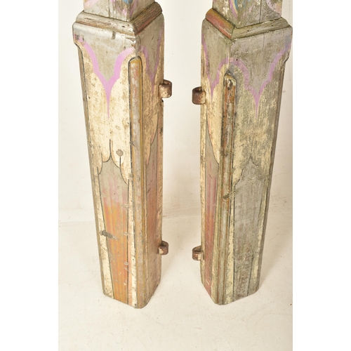 177 - Fred Fowle - a pair of vintage 20th century hand painted fairground / funfair wooden upright pillars... 