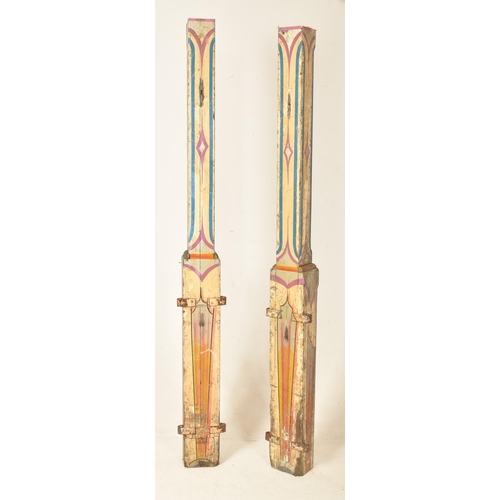 177 - Fred Fowle - a pair of vintage 20th century hand painted fairground / funfair wooden upright pillars... 