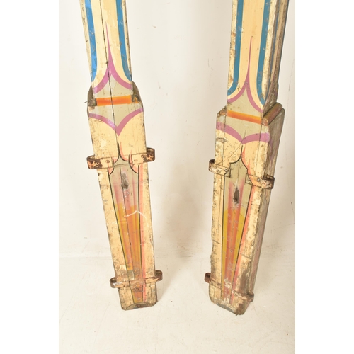 177 - Fred Fowle - a pair of vintage 20th century hand painted fairground / funfair wooden upright pillars... 