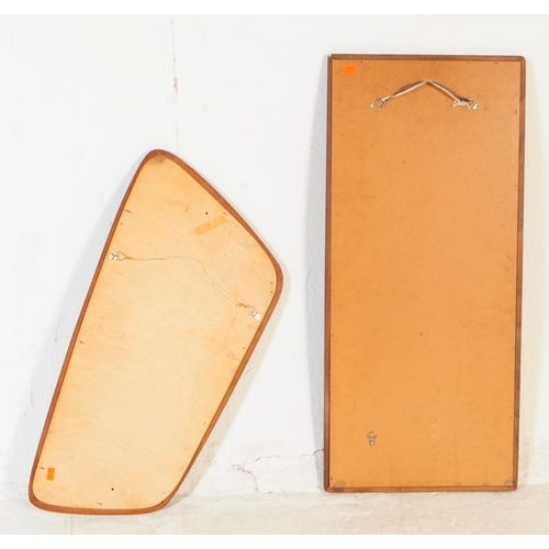 183 - A retro 20th century mid century atomic-style solid teak wall hanging mirror of A-symmetrical form. ... 