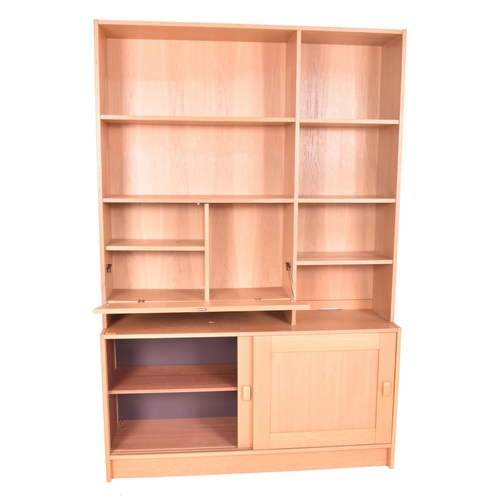 192 - Domino, Denmark - A pair of retro 20th century beech & elm highboards bookcase cabinets. Each ha... 