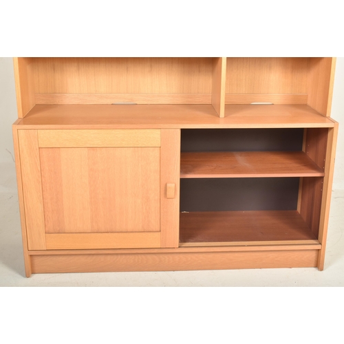 192 - Domino, Denmark - A pair of retro 20th century beech & elm highboards bookcase cabinets. Each ha... 