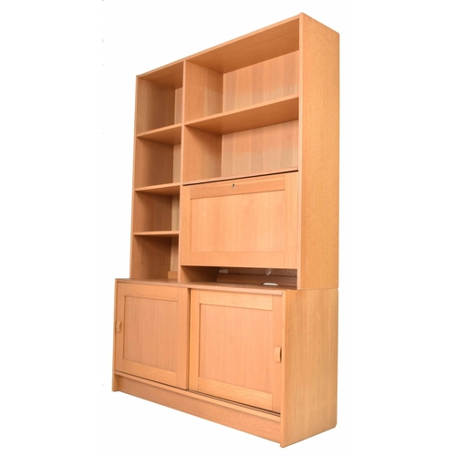 192 - Domino, Denmark - A pair of retro 20th century beech & elm highboards bookcase cabinets. Each ha... 