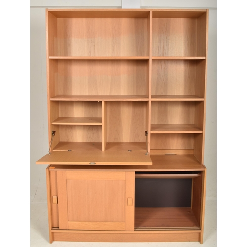 192 - Domino, Denmark - A pair of retro 20th century beech & elm highboards bookcase cabinets. Each ha... 