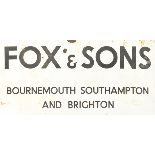 193 - Fox and Sons Estate Agents & Auctioneers - a vintage mid century large enamel sign. The sign wit... 