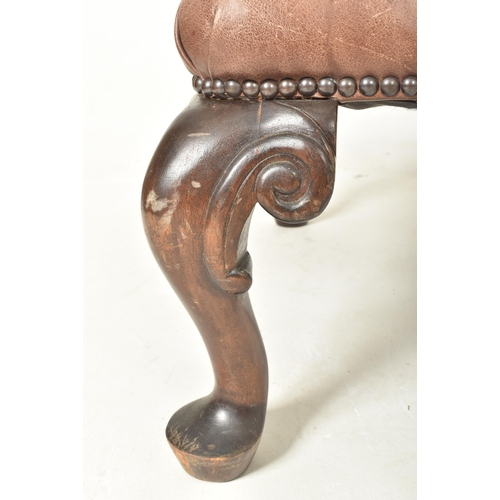 204 - A large 19th century Victorian Revival leather & mahogany button top footstool / seat. The stool hav... 