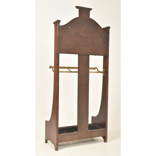 220 - A High Victorian late 19th century oak & brass gentleman's vanity hall stick stand. The stand having... 