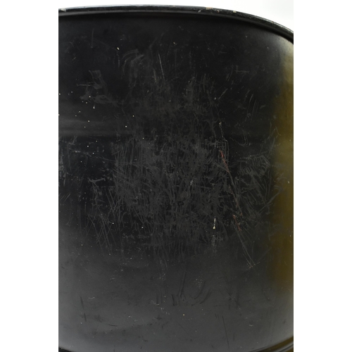 221 - A 19th century inspired black painted metal & brass coal scuttle bucket. The scuttle having a loop b... 