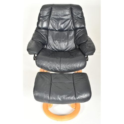 262 - Ekornes - Stressless - a 20th century reclining armchair / easy lounge swivel chair and matching sto... 