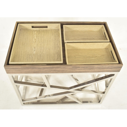 266 - OKA Furniture - Puzzle Table - a high end design contemporary chrome & wood effect low occasiona... 