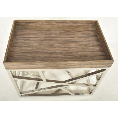 266 - OKA Furniture - Puzzle Table - a high end design contemporary chrome & wood effect low occasiona... 