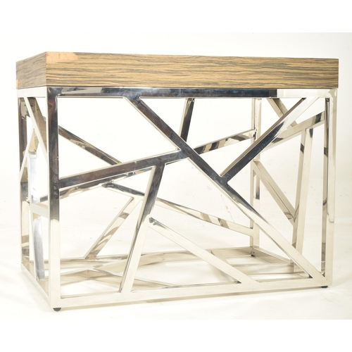 266 - OKA Furniture - Puzzle Table - a high end design contemporary chrome & wood effect low occasiona... 