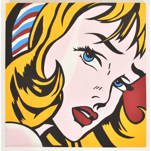 270 - After Roy Lichtenstein - Girl With Hair Ribbon - a vintage oil on canvas pop art painting. The paint... 