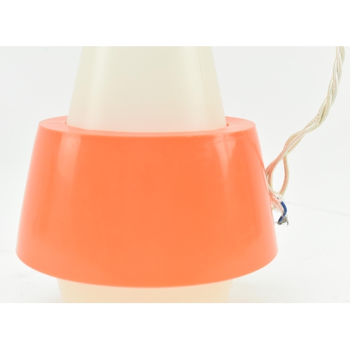 273 - A vintage small Space Age style pendant light shade. The shade of white & neon orange plastic, f... 