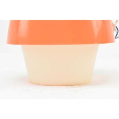 273 - A vintage small Space Age style pendant light shade. The shade of white & neon orange plastic, f... 