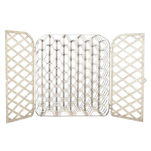 290 - Clarke Bros. Ipswich - Honeycomb - a British Modern Design galvanized wine rack of honeycomb form. T... 