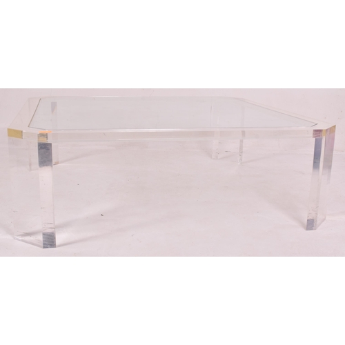 297 - David Lange - a large vintage late 20th century lucite & glass low occasional coffee table. The ... 