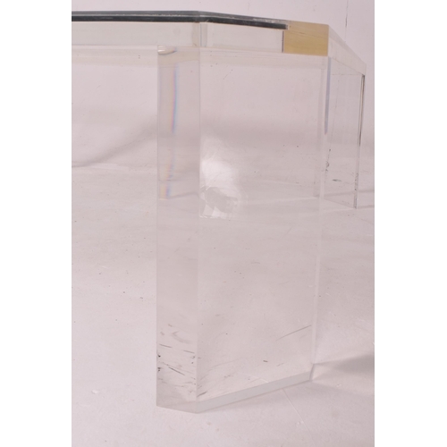 297 - David Lange - a large vintage late 20th century lucite & glass low occasional coffee table. The ... 