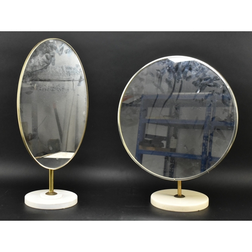 319 - Two retro 20th-century 1970s dressing tabletop mirrors. One mirror of circular form with MFI label o... 