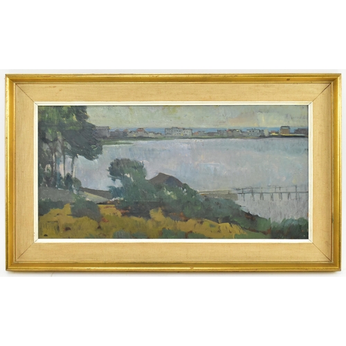 324 - Believed Norman Wilkinson (British, 1878-1971) - Early Morning, Poole Harbour - a 20th century oil o... 