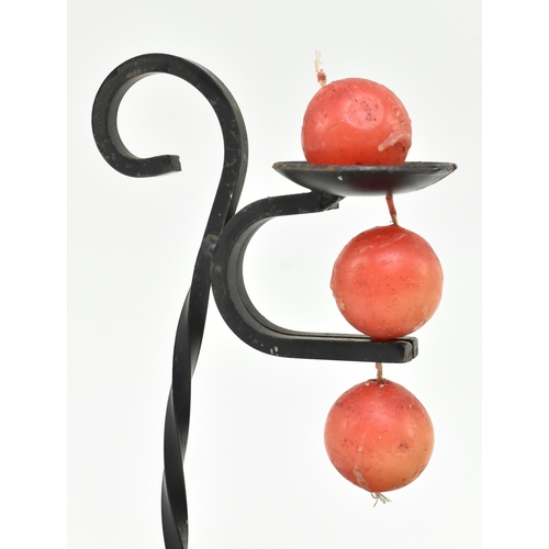 325 - A pair of retro Danish design circa 1970s cast iron ball & chain candlesticks, complete with ori... 