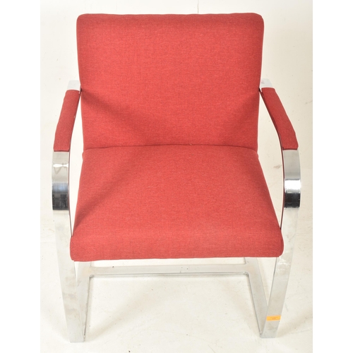 332 - Mies van der Rohe for Knoll Studios - Brno Chair - a retro steel frame red upholstered armchair. The... 