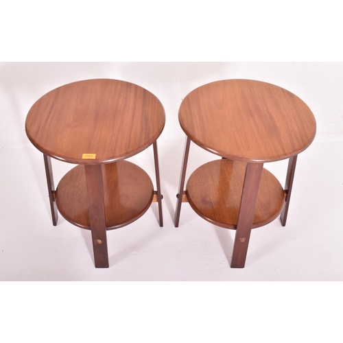 334 - A pair of Arts & Crafts inspired contemporary teak bespoke side occasional low tables. Each havi... 