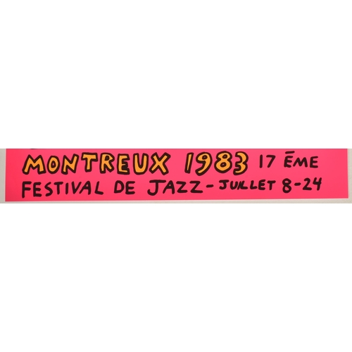 340 - Keith Haring - a vintage 1983 Montreux Jazz Festival poster in pink. The serigraph poster in neon co... 