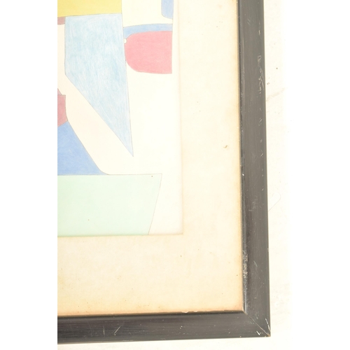 351 - Raymond Bensen - a pair of original vintage mid century mixed media pencil, pastel & pen collage... 