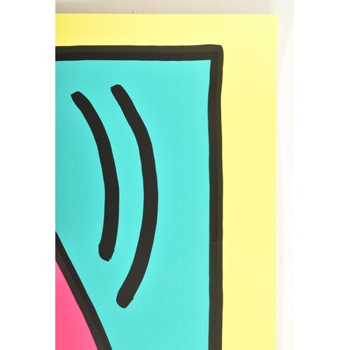 375 - Keith Haring - a vintage 1983 Montreux Jazz Festival poster in pink. The serigraph poster in neon co... 