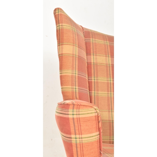 387 - In the manner of Howard Keith - a retro mid 20th century tartan upholstered & teak framed two se... 