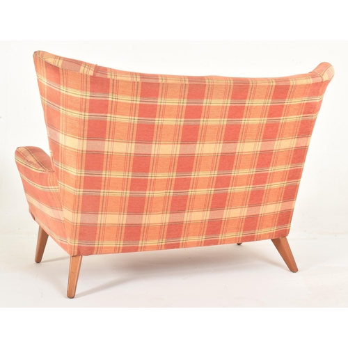 387 - In the manner of Howard Keith - a retro mid 20th century tartan upholstered & teak framed two se... 