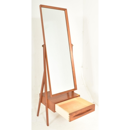 40 - Arne Vodder, Denmark - a retro mid 20th century circa 1960s teak wood cheval mirror with single draw... 